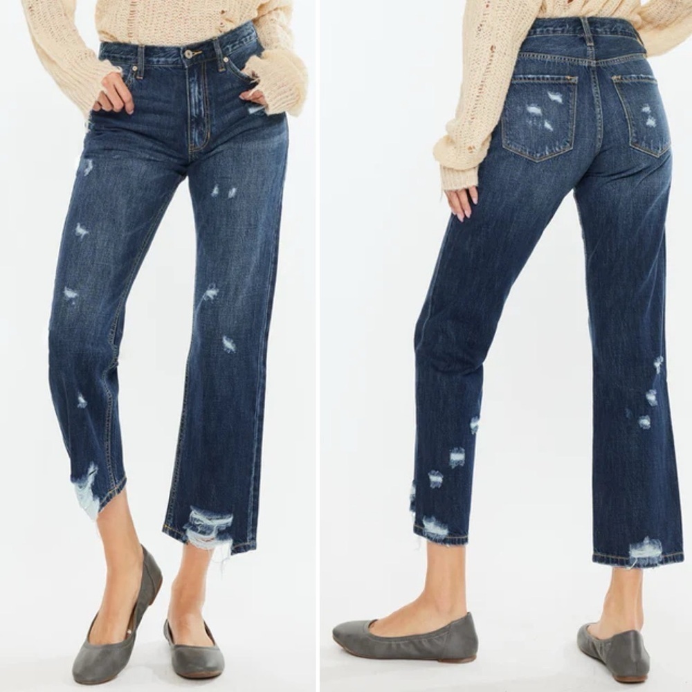 KanCan Trevie Ultra High Rise Straight Leg Jeans 30 13‎ 100% cotton distressed